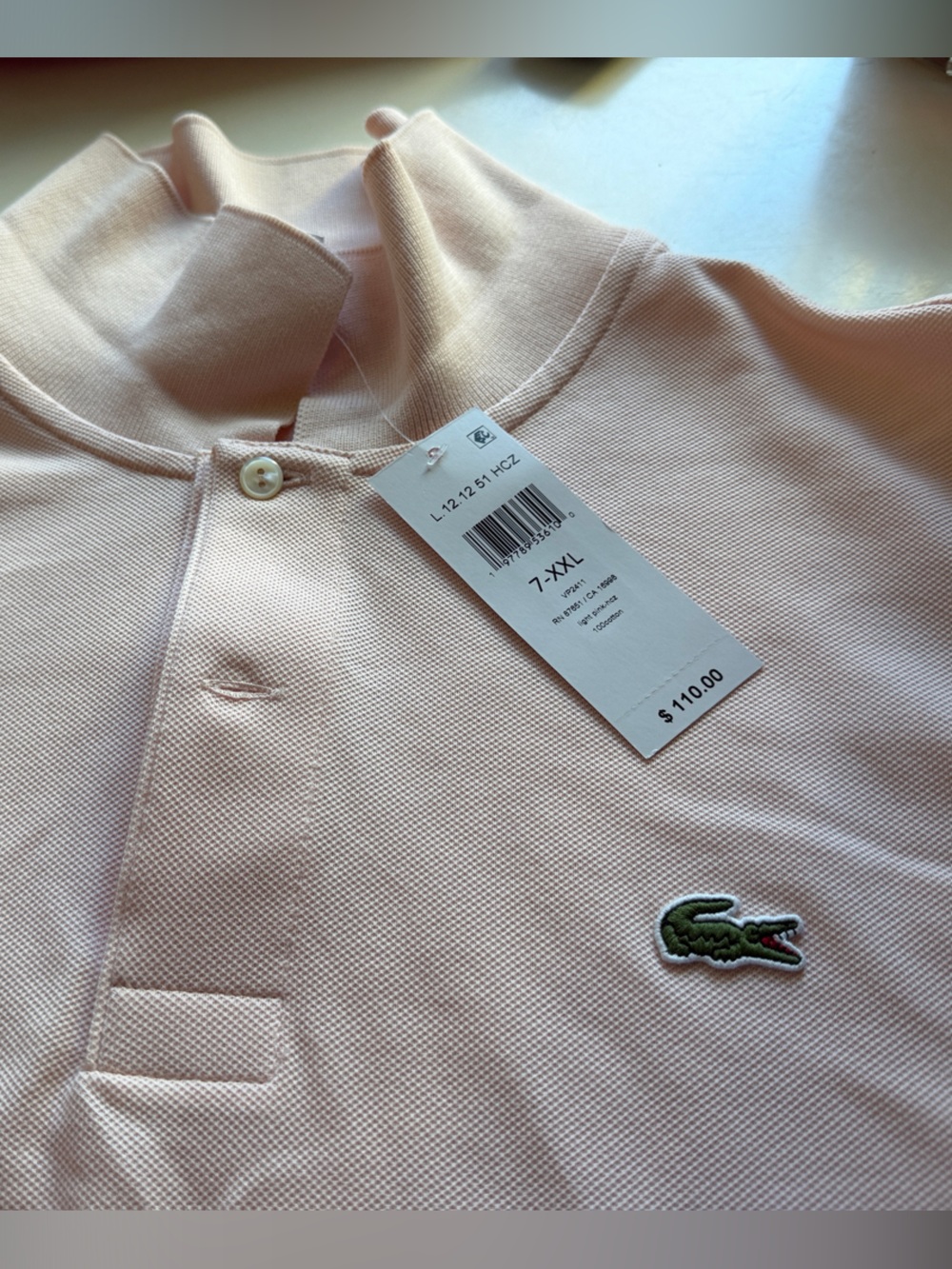 Lacoste Kids Light Pink Piqué Polo with Crocodile Patch